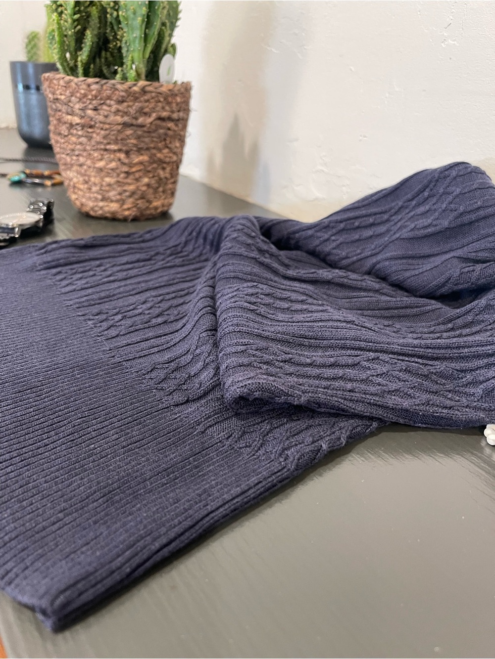 Brooks Brothers Navy Ruffle V‑Neck Knit Top - Picture 2 of 10